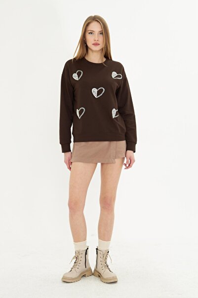 TIFFANY&TOMATO Kalpli Taş Baskılı Sweatshirt