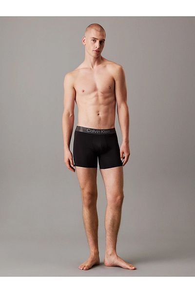 Calvin Klein Ανδρικό άνετο εύκαμπτο ύφασμα μέσης με λογότυπο ελαστική ζώνη 3'li Μαύρο Boxer LV00NB4124-UB1