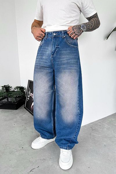 HAFKAGİYİM Σκούρο μπλε Patch Λεπτομέρεια Extra Loose φαρδύ παντελόνι