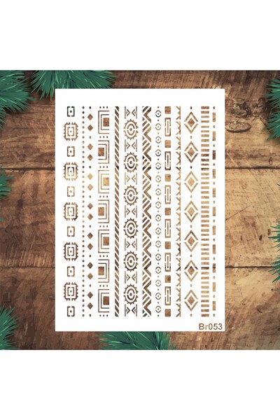 STENCİLTASARIM Stencil Tasarım BR053 Aztek - Dekoratif Duvar, Eşya, Fayans,ku...