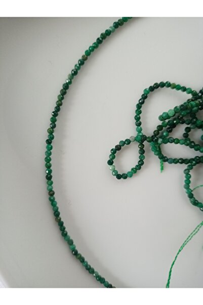 Mudita Tasarım 2 mm faset kesim gerçek doğal Malahit taşı kolye