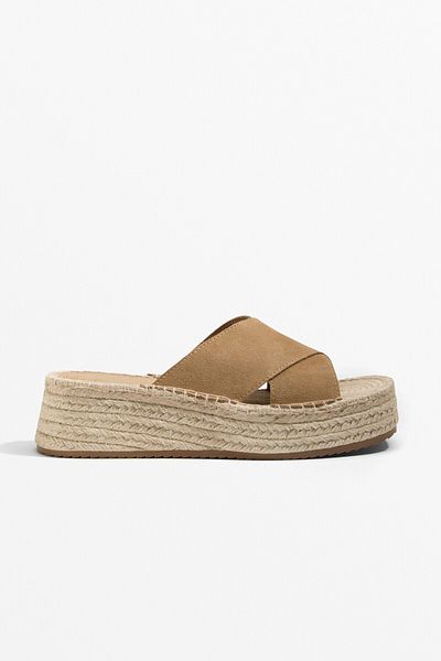 Oysho Split-leather wedge sandals
