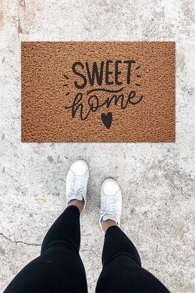 None Digital Printing Light Brown Curly Pattern Door Mat K-1075