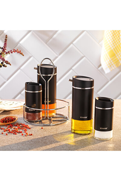 Schafer طقم زيت ومرشح زيت سيلفر تاتش - 5 قطع - أسود