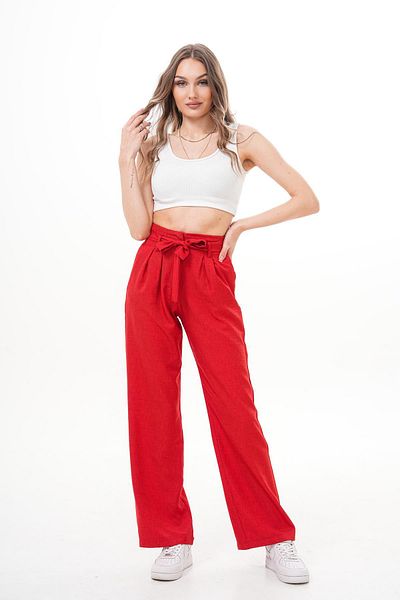 ŞİMAL Pantaloni de in pentru damă cu detaliu brâu 250394   -