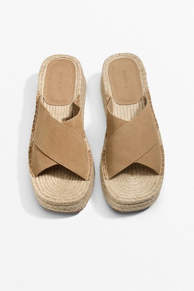 Oysho Split-leather wedge sandals