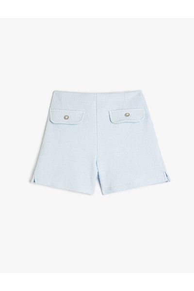 Koton Pantaloni scurți din tweed din bumbac, cu buzunare, cu talie elastică