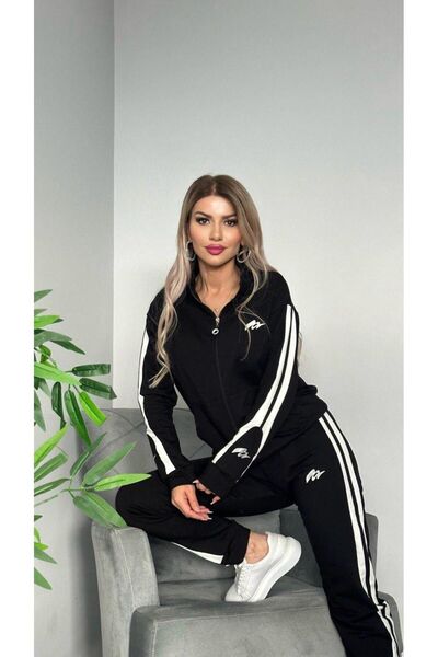 MİMİ Luxury Wear Set de trening Lycra brodat pentru damă - cu fermoar, 2 fire