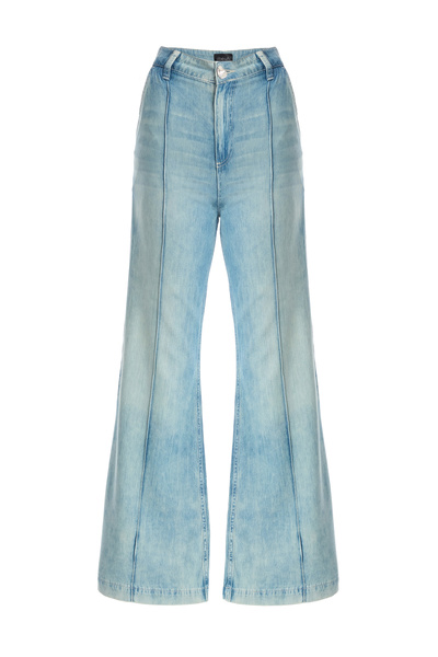 2be4a Kadın Önden Dikişli Bol Paça Denim Pantolon