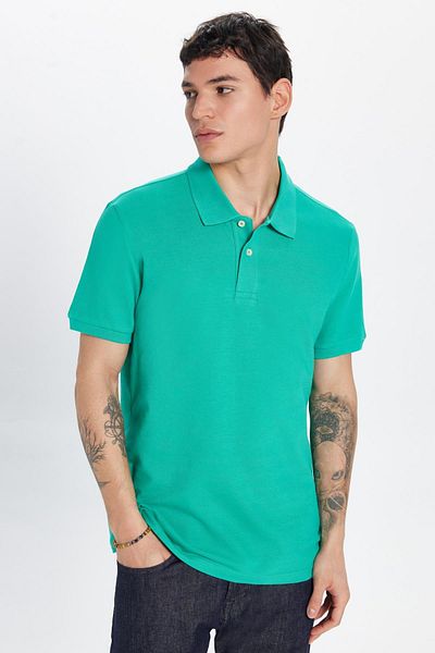 Tudors Ανδρικό T-shirt Slim Fit Slim Fit 100% βαμβακερό πράσινο γιακά πόλο