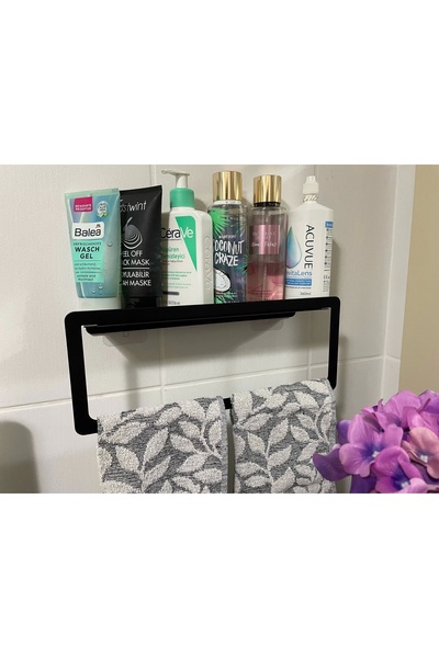 ardini LAZER KENDİNDEN YAPIŞKANLI VE VİDALI RAFLI HAVLULUK MAT SİYAH