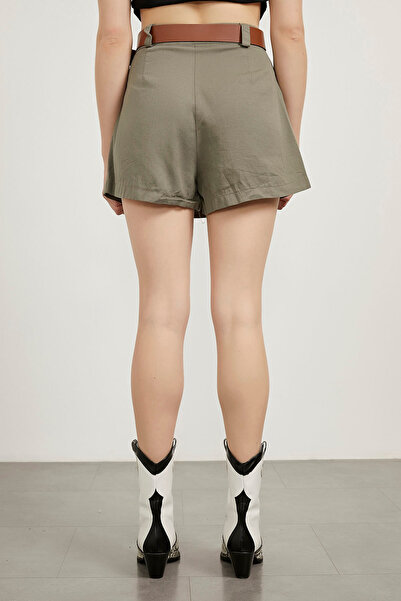Arma Life Кемерові деталі, плісирована габардинова вузька хакі спідниця-шорти