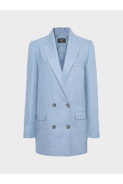 RİVUS Blue Oversize Double Breasted Cut Jacket