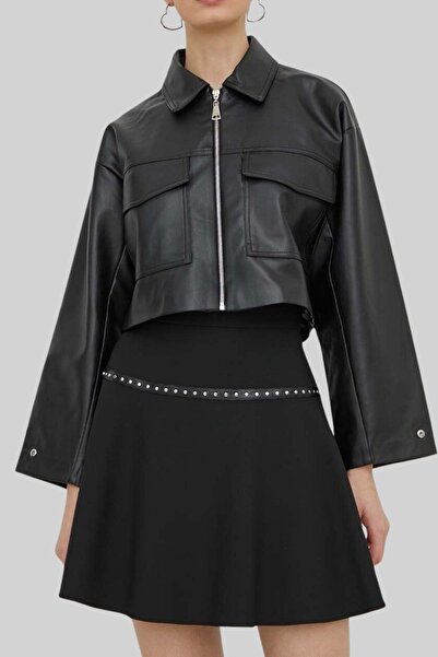 HUGO Kadın Yüksek Bel A Kesim Mini Etek Siyah