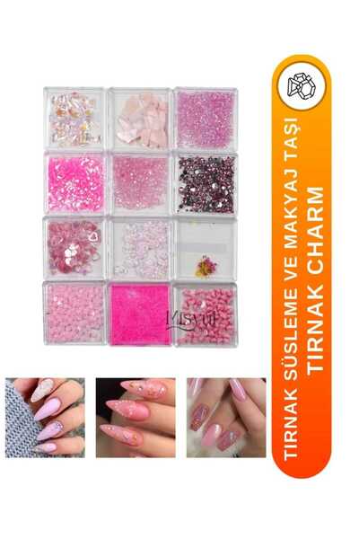 12 li tırnak ve makyaj süsleme charm