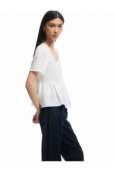 Koton Μπλούζα Peplum με κοντό μανίκι από ύφασμα βισκόζης