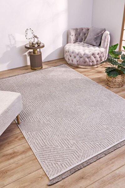 APEX HALI Havana İskandinav Salon Halısı Mutfak Halısı Yolluk Bukle Dokuma Halı Tozumaz Halı 8593 Gri