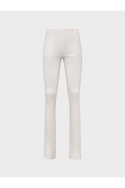 RİVUS Beaded and Sequined Flared Trousers - Ecru