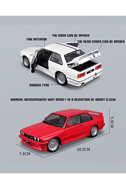 TUENGİ STORE Orijinal Lisanslı 1988 BMW 3 Series M3 (E30) 1:24 Koleksiyonluk Metal Model Araba