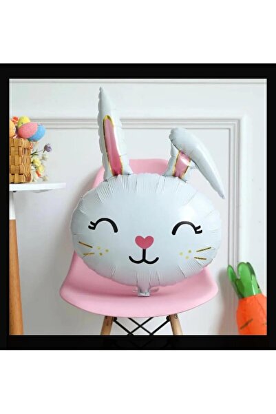 SURPRISE PARTY STORE Beyaz Sevimli Tavşan Kafa Folyo Balonu 84x49 cm