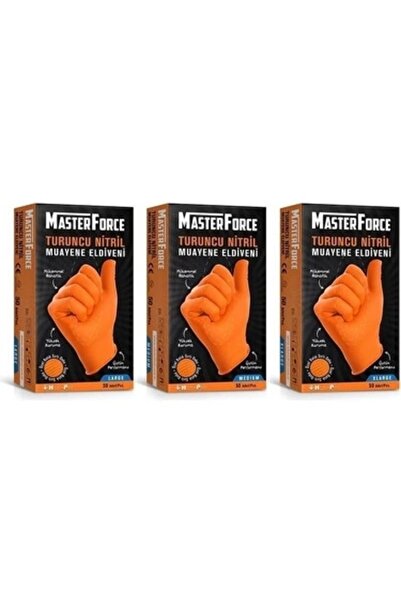 Has-Pet Master Force Orange Nitrile Gloves Powder Free (M)