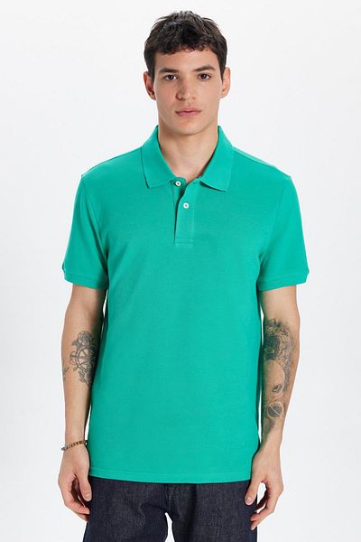 Tudors Ανδρικό T-shirt Slim Fit Slim Fit 100% βαμβακερό πράσινο γιακά πόλο