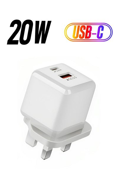 Bastec Dual USB-C Wall Charger, 20W, Model BC219, BASTEC