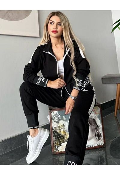 MİMİ Luxury Wear Vyšívaná súprava dámskych teplákov Lycra - na zips, 2 vlákna