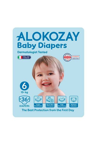 Alokozay Premium Baby Diapers - Size 6 (15+ Kg) - 36 Diapers