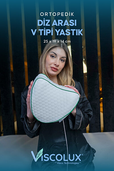 Viscolux Pernă ortopedică pentru genunchi - Model V Pernă pentru genunchi Pernă Visco Verde 25x25x15