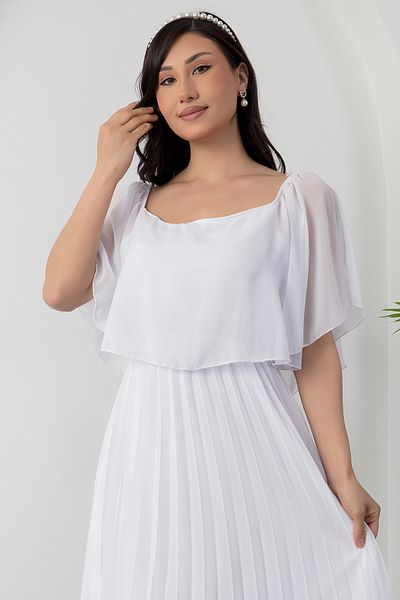 PULLIMM Fusta cu guler Madonna Rochie din șifon plisat 2025-4102