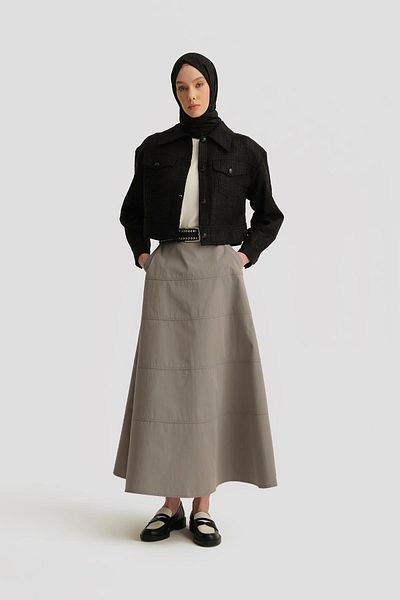Armine Sewing Detailed Skirt 25Y1801 Gray