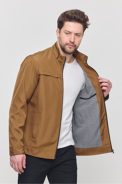 SİVAİST New Season Men's Dark Brown Water and Windproof Seasonal & Summer Coat with Two Inner Pockets