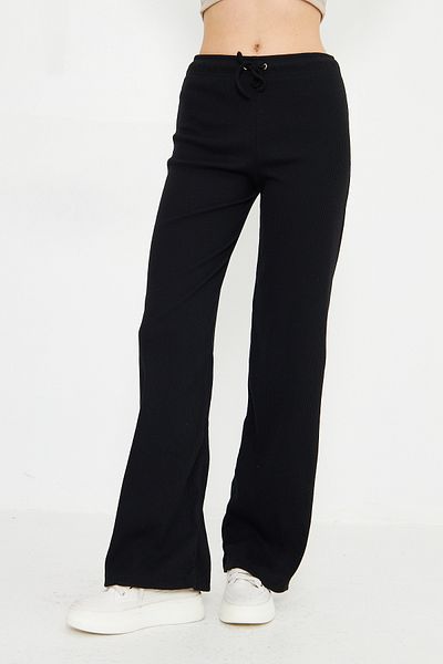 Evelora Black High Waist, Wide Leg Camisole Fabric Women's Trousers