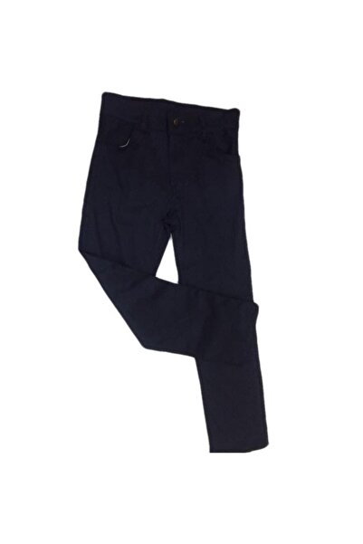 Nacar Renkli Çocuk Keten Pantolon Lacivert