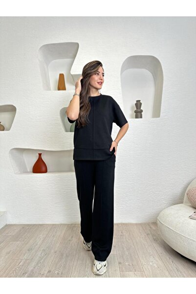 Devesta Moda Çimalı modális szövet rövid ujjú Lycra kényelmes alkalmi és stílusos alsó - felső szett tréningruha szett