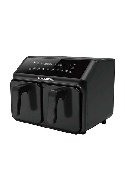 Hausberg Friteuza Dubla Cu Aer Cald Hb-2375, 2200-2400w, 8 Litri, Timer, 8 Programe De Gatit, 200c, Negru