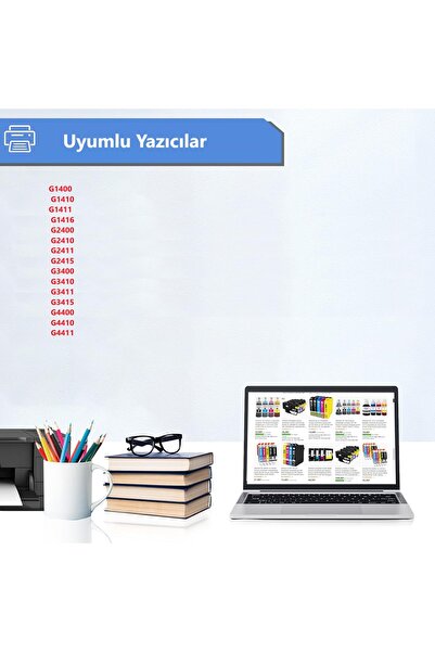 Canon PIXMA G3410 (GI-490 )Gı490 Muadil Mürekkep Seti 4 Renk Kaliteli Btf Bil...