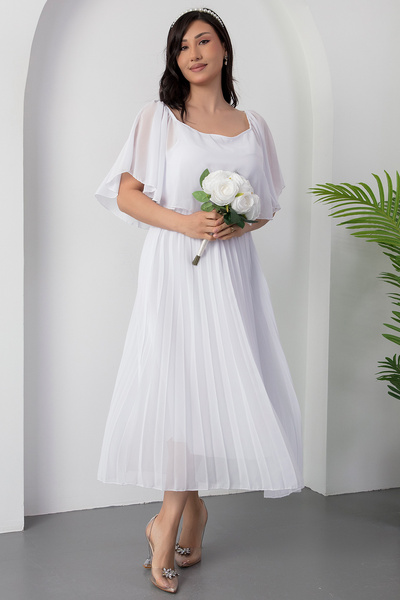 PULLIMM Сукня з плісированою шифоновою спідницею з коміром Мадонна 2025-4102