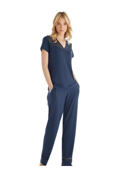 Blackspade Women's Navy Blue Pajama Set 51836