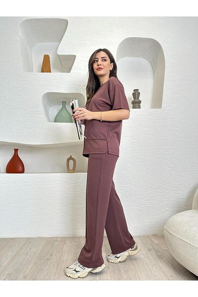 Devesta Moda Çimalı Modal Fabric Short Sleeve Lycra Comfortable Casual and Stylish Bottom - Top Set Tracksuit Set