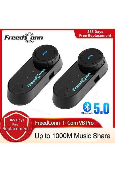FreedConn مجموعتان من سماعات الرأس لخوذة الدراجات النارية Freedconn T Com VB بتقنية البلوتوث والاتصال الداخلي الاستريو والاتصال اللاسلكي