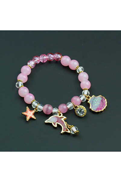 Choice Red Metal Star Shell Dolphin Charm Pink Beaded Bracelet Girls Sweet Su...