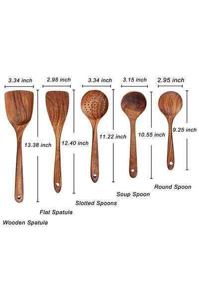 Choice 5PCZ 1-10 PC Wooden Cooking Spoons Smooth Teak Wooden Cooking Utensils Non-Stick Wooden Cooking Uten
