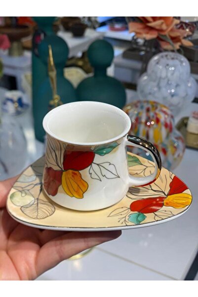 ÇIRPAN EV SARI ÇİÇEK DESENLİ TEK KİŞİLİK TÜRK KAHVESİ FİNCANI