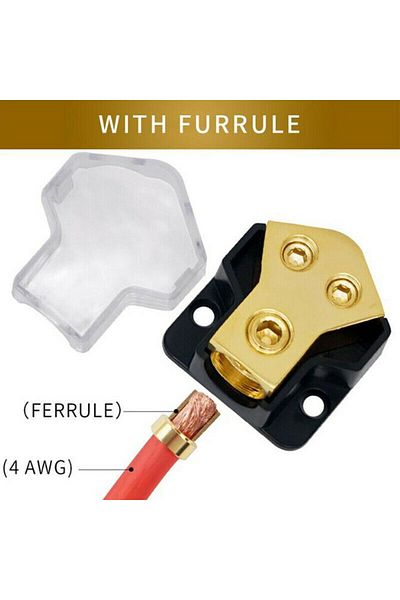 Choice Car Power Distributor Block Solid Brass 2 Way Copper Car Audio Power Ground Spliter 0/4gauge AWG ...