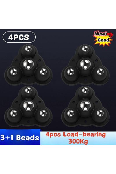 Choice G Black New 4Pcs Self Adhesive Mute Ball Pulley Universal Wheel Load 300Kg Furniture Casters Wheels