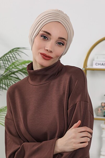 Aisha's Design Χειμερινό καπέλο με πλισέ, B-13O, Μπεζ