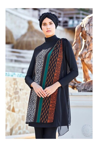 Adasea Pareo Lu Likralı ( Çabuk Kuruyan Kumaş ) Tesettür Mayo 436300