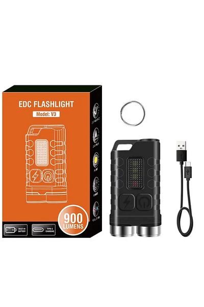 ZHIYU black Mini Portable Keychain LED Flashlight TYPE C Rechargeable Camping Hiking Lantern High Power Lu